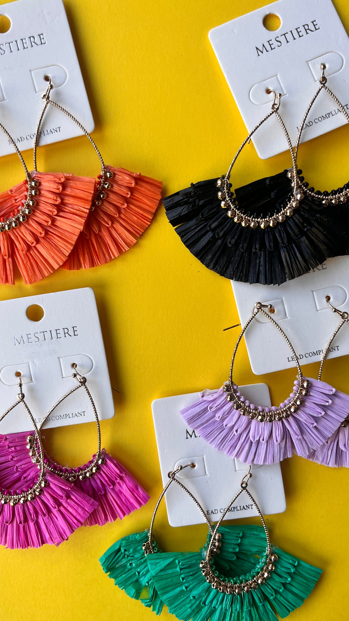 Raffia fan earrings