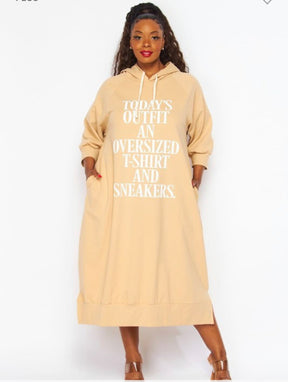 Solid Plus Hooded Tunic Dress