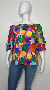 Off shoulder Tropical prints top