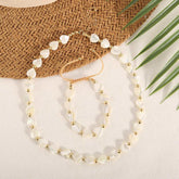 Heart mop set necklace white