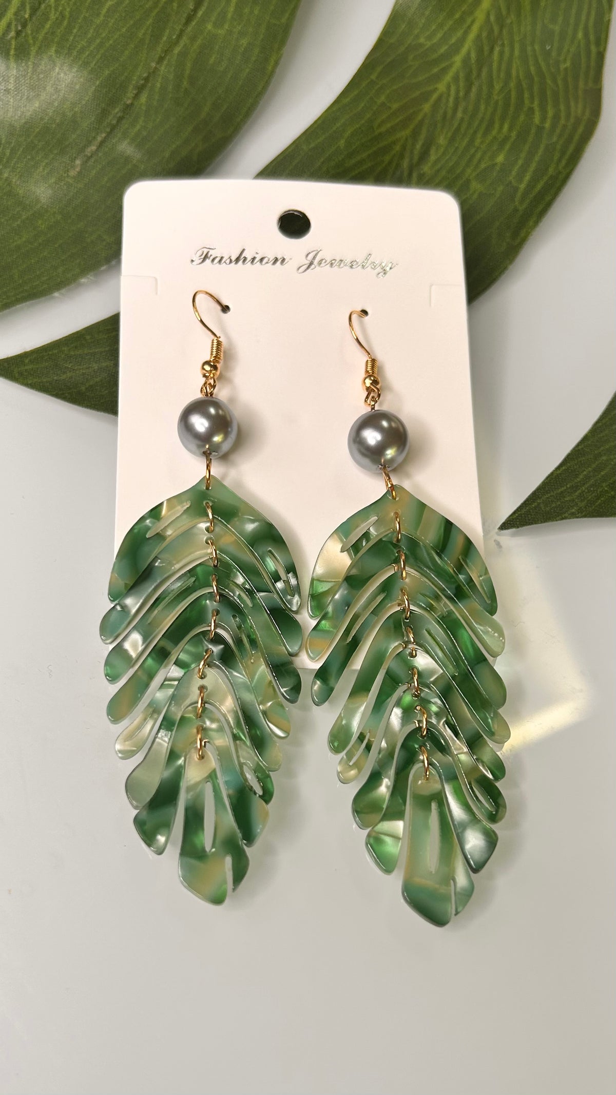 Fern acrylic earrings