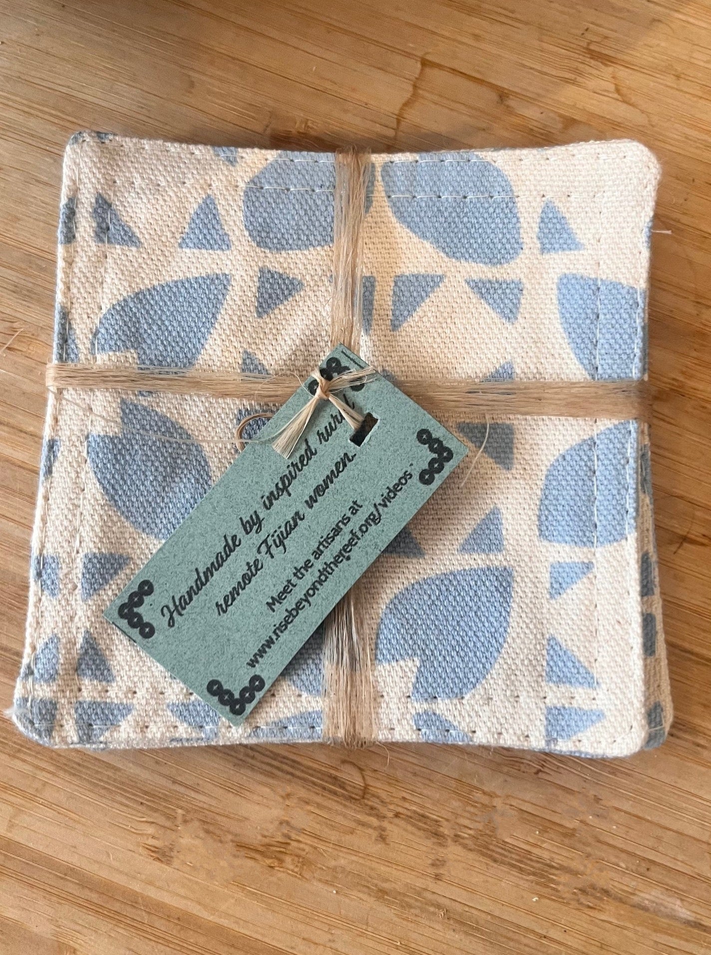 Rise beyond the reef Stenciled cloth coaster