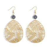 Carved teardrop HG earrings