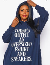 Solid Plus Hooded Tunic Dress