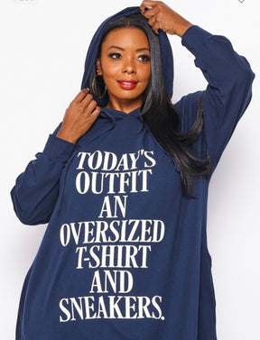Solid Plus Hooded Tunic Dress