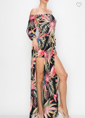 Lesa Maxi Slit Dress with Shorts