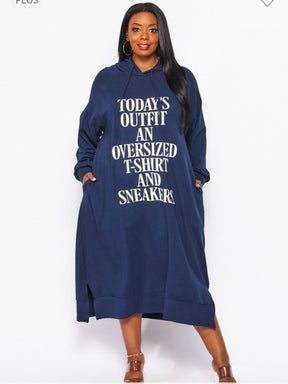 Solid Plus Hooded Tunic Dress