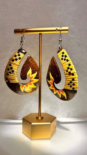Woven coconut earrings