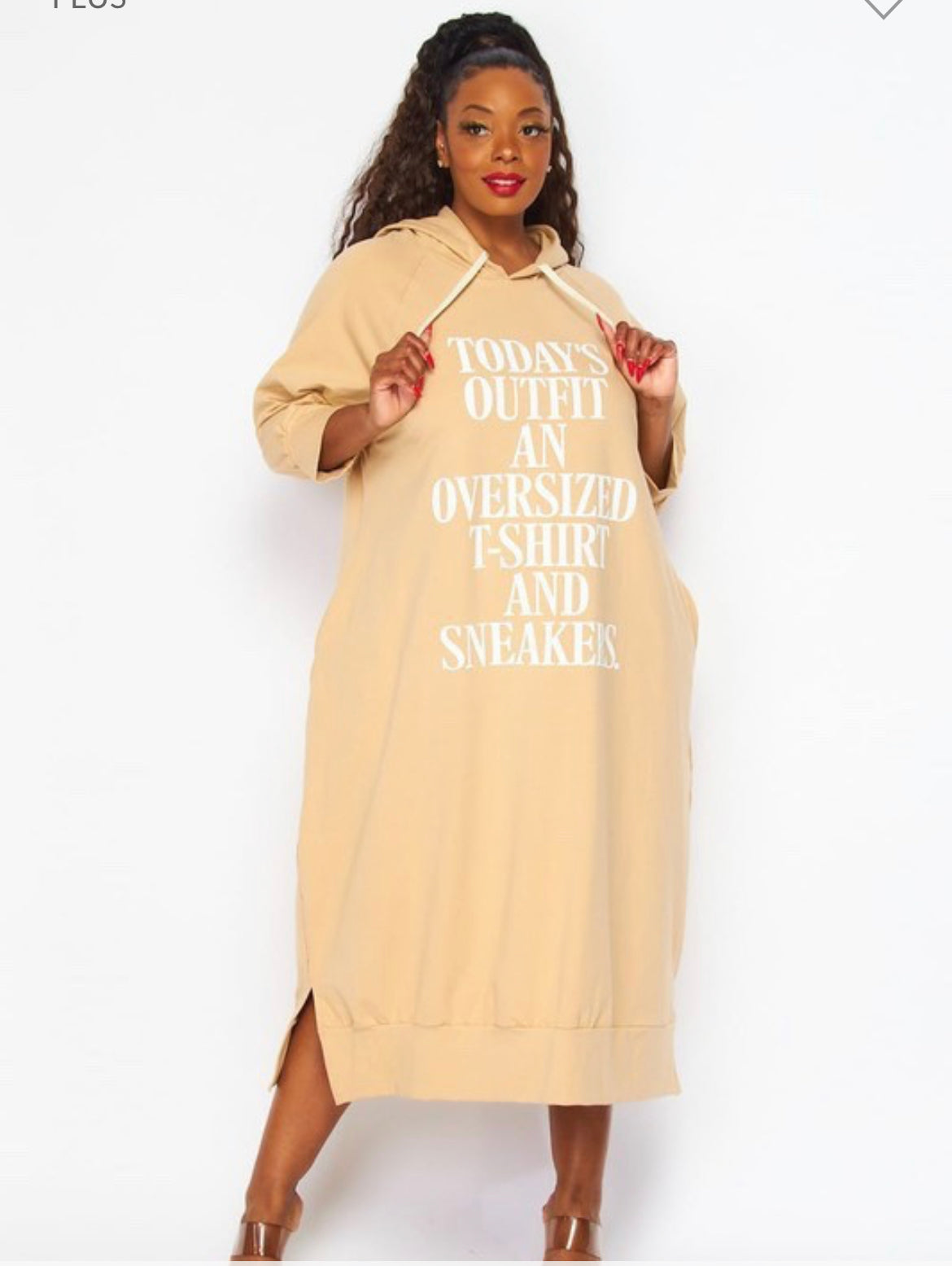 Solid Plus Hooded Tunic Dress