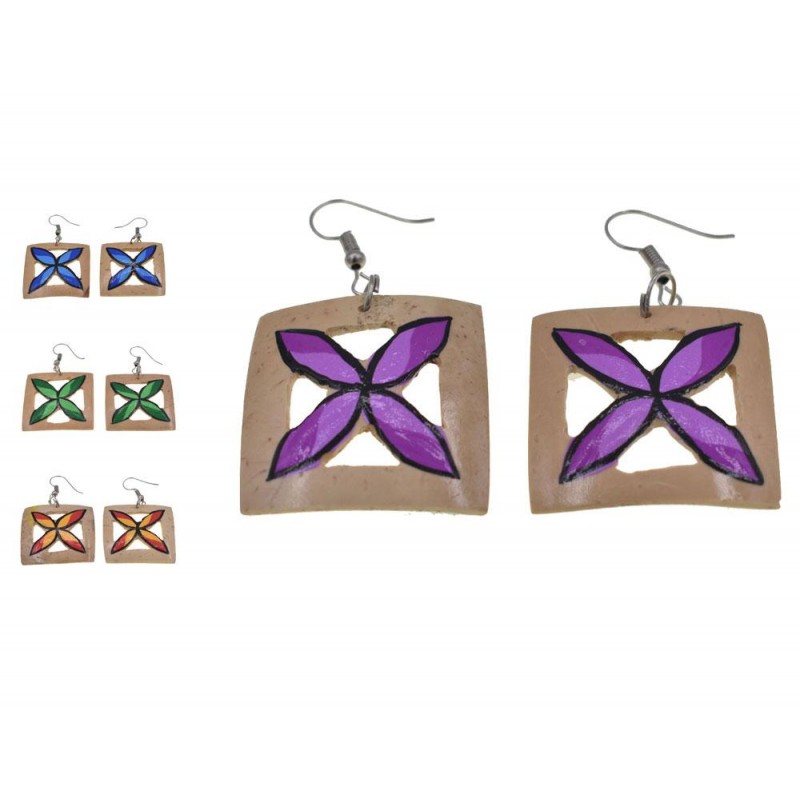 Square Tiare Coconut Earrings