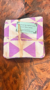 Rise beyond the reef Stenciled cloth coaster