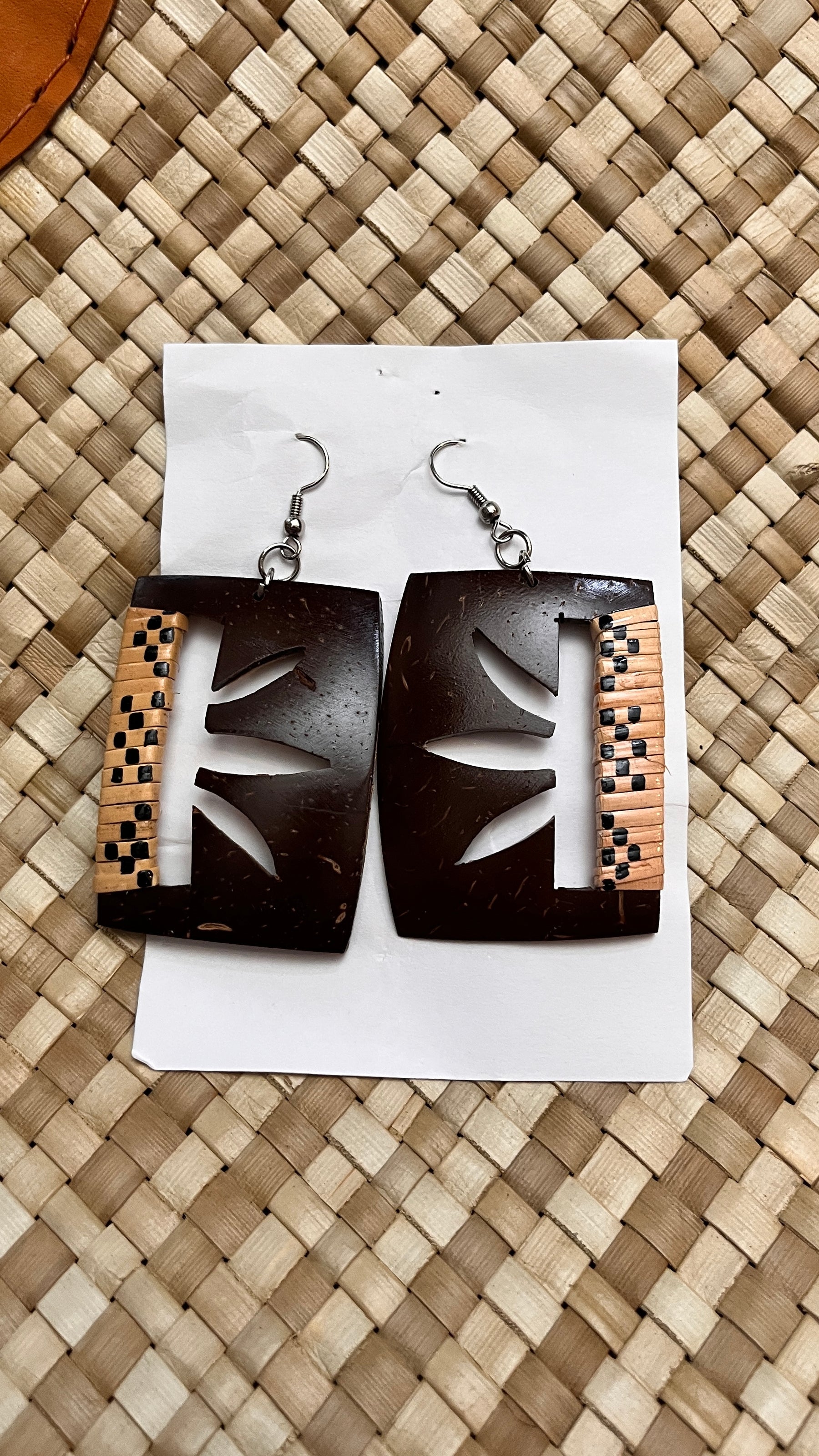 Woven coconut earrings