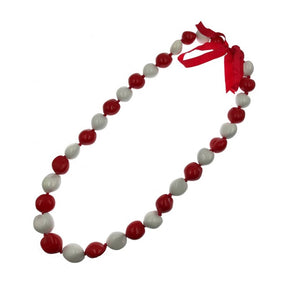 Red & White Kukui Lei