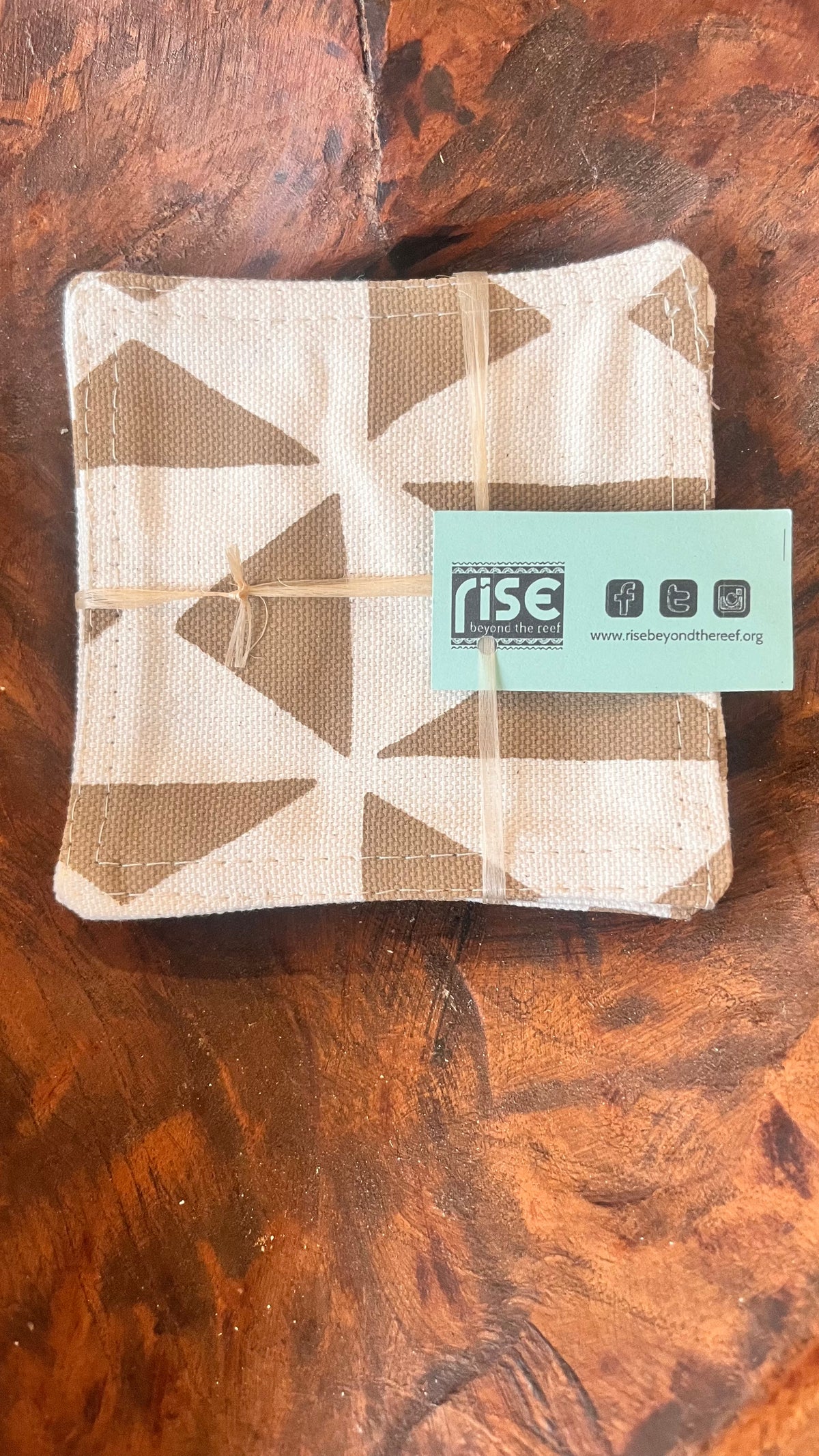 Rise beyond the reef Stenciled cloth coaster