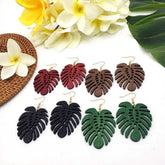 Monstera wood earrings