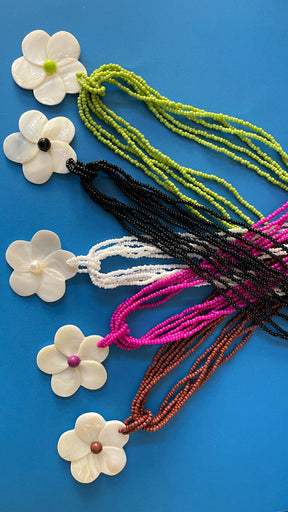 Nana Mother of Pearl Plumeria Necklace
