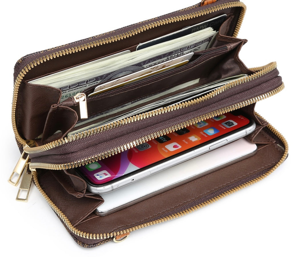 Manulua Double Zipper Crossbody Phone Wallet