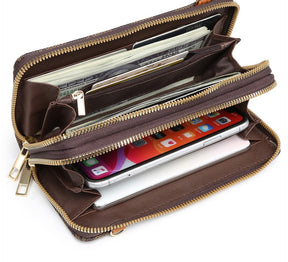 Manulua Double Zipper Crossbody Phone Wallet