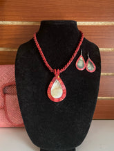 Braided bead mop necklace set