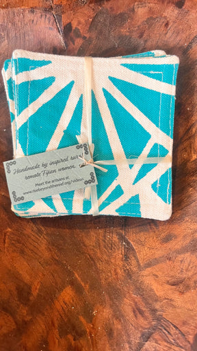 Rise beyond the reef Stenciled cloth coaster