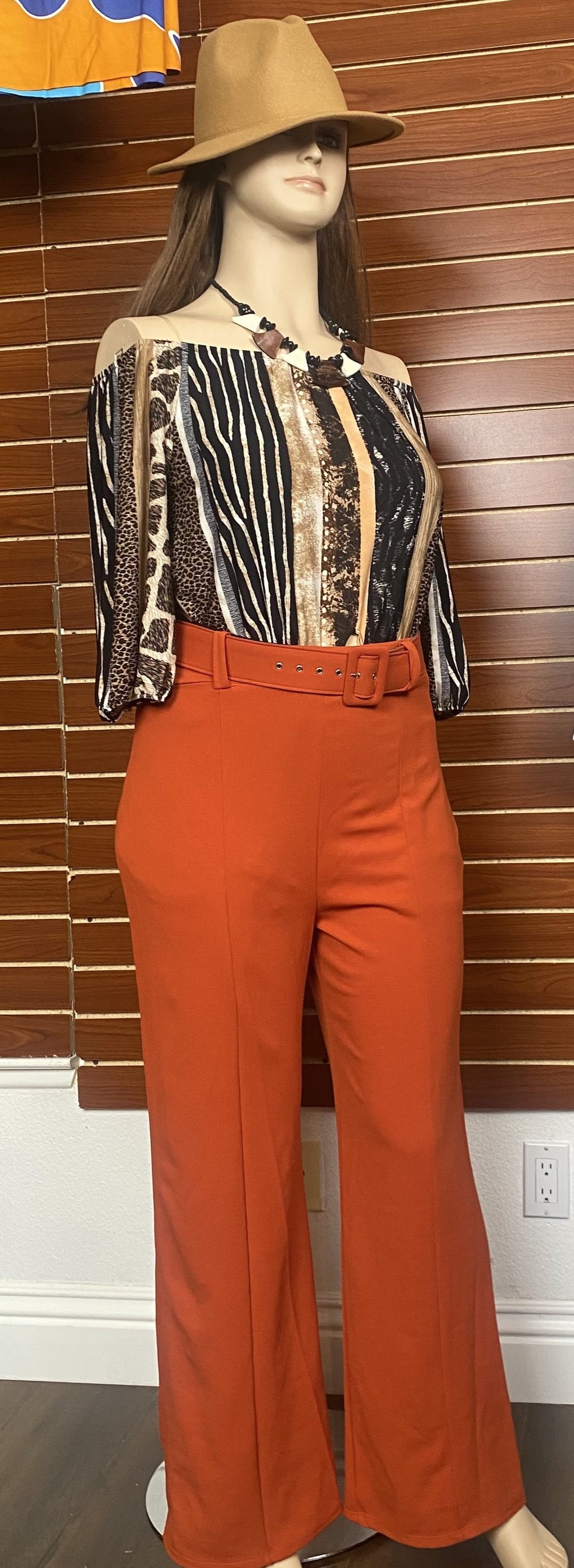 Sophia Curvy Trouser Pant with belt