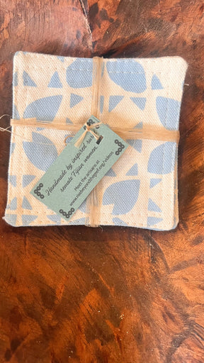 Rise beyond the reef Stenciled cloth coaster