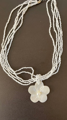 Nana Mother of Pearl Plumeria Necklace