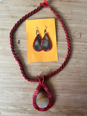 Braided bead mop necklace set
